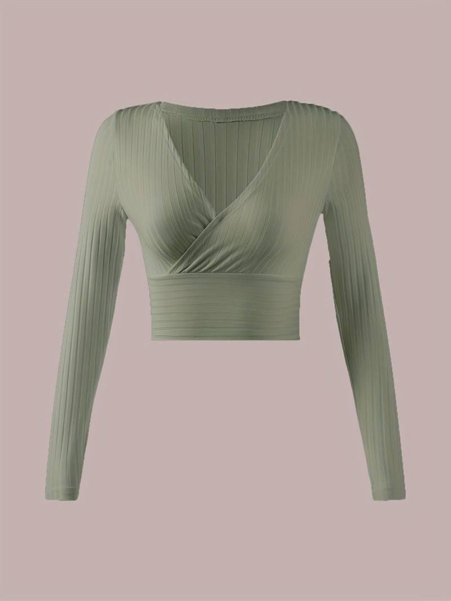 ribbed sleeves with a deep V-neck
