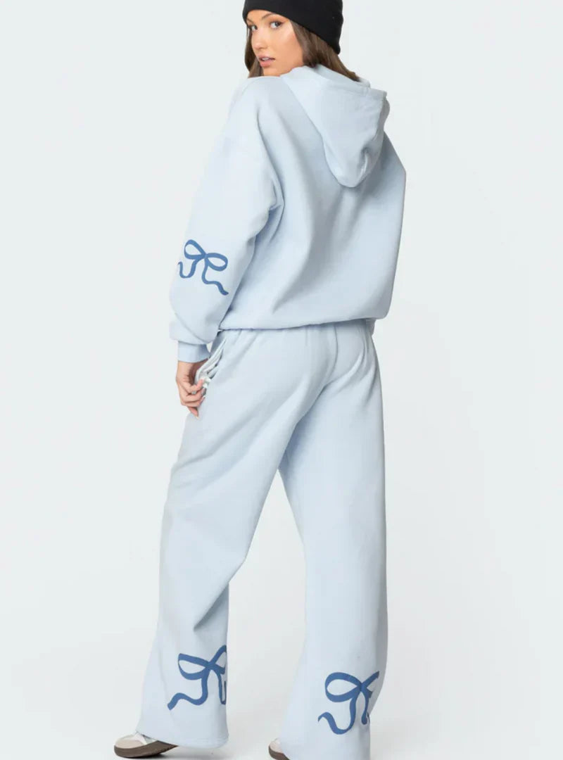 Cozy Tracksuit With Imprinted Bows