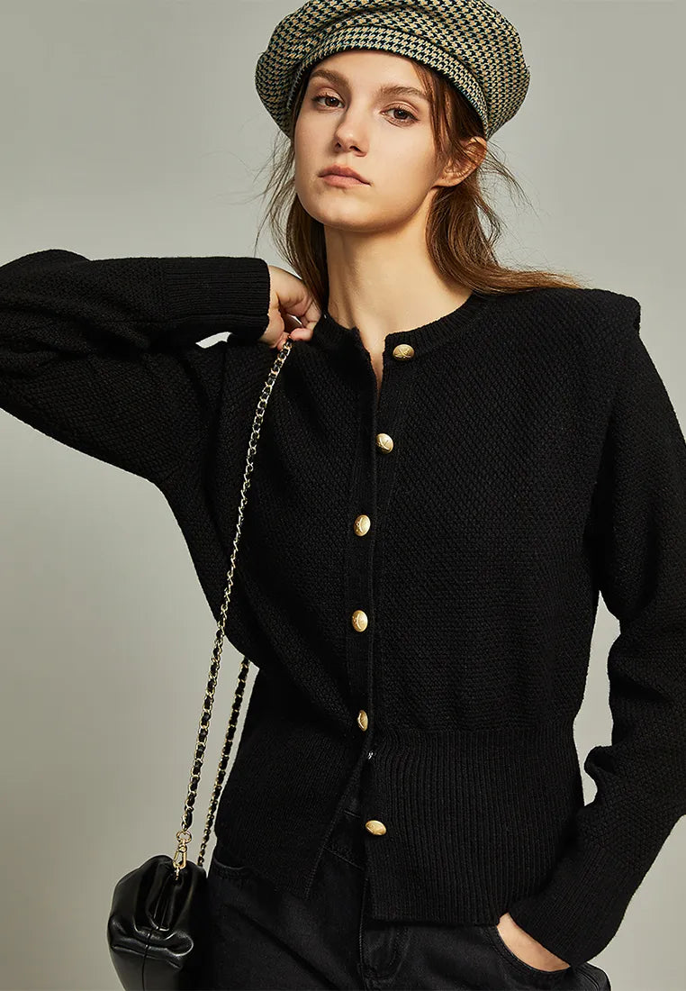 Black Wool Knitted Cardigan