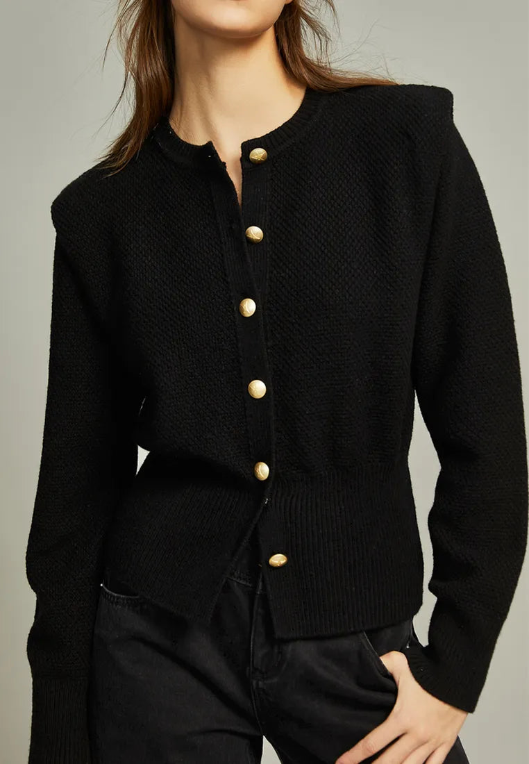 Black Wool Knitted Cardigan