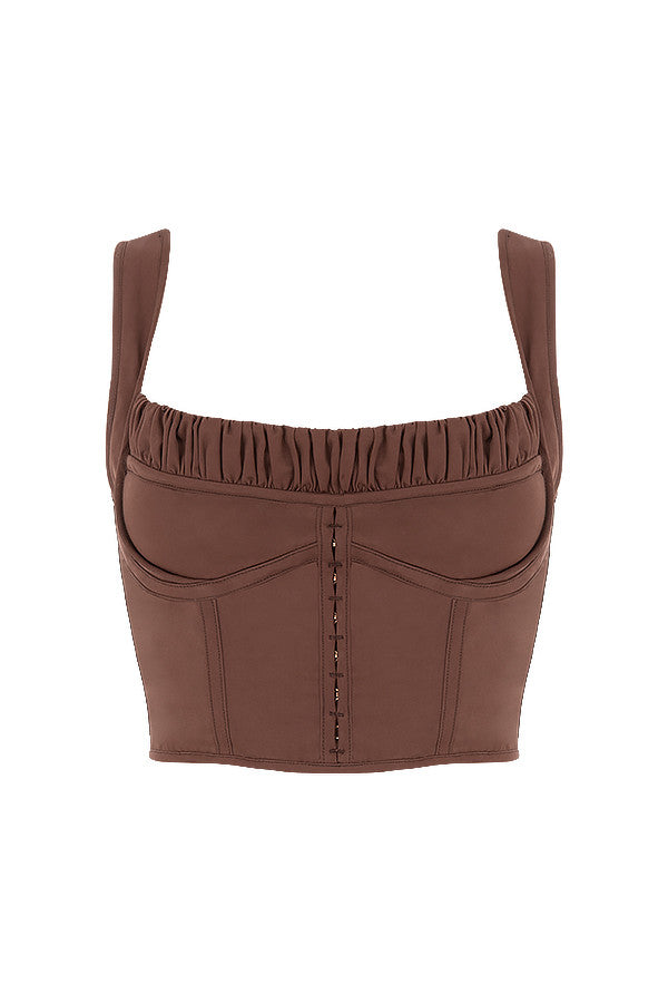 Chocolate gathered corset top