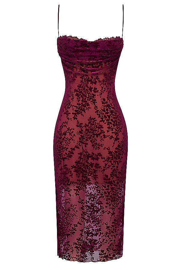 Cranberry Devoré midi dress