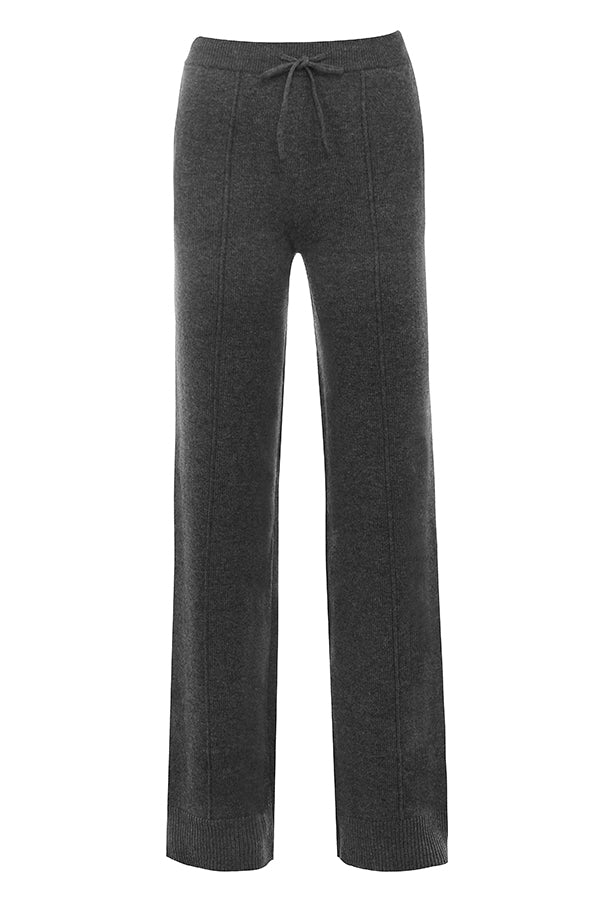 Anthracite-colored cashmere blend cardigan with belt, bralette and pants
