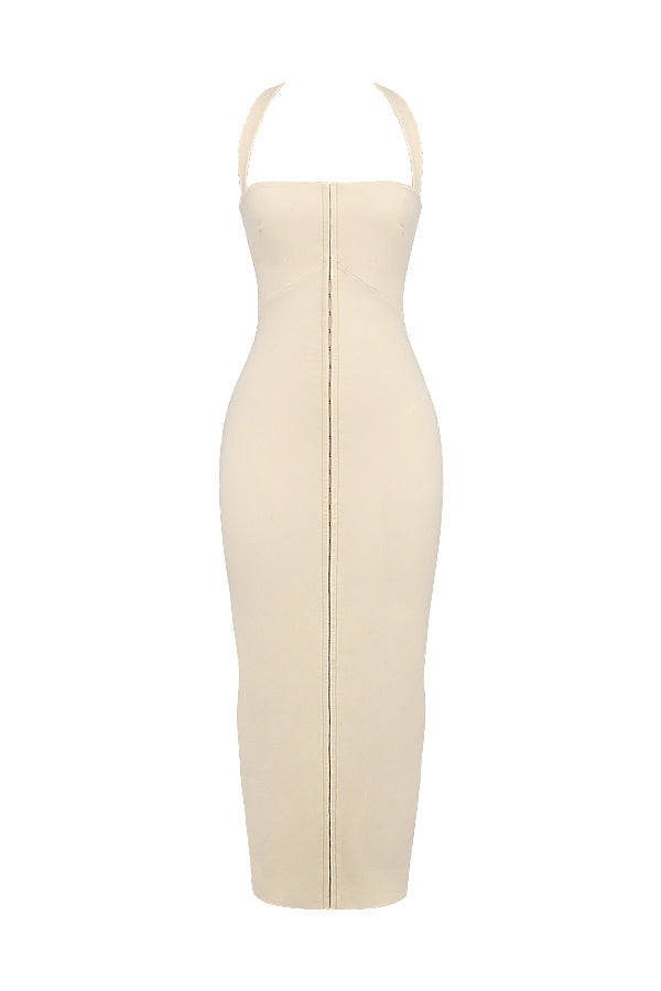 Ecru halter maxi dress