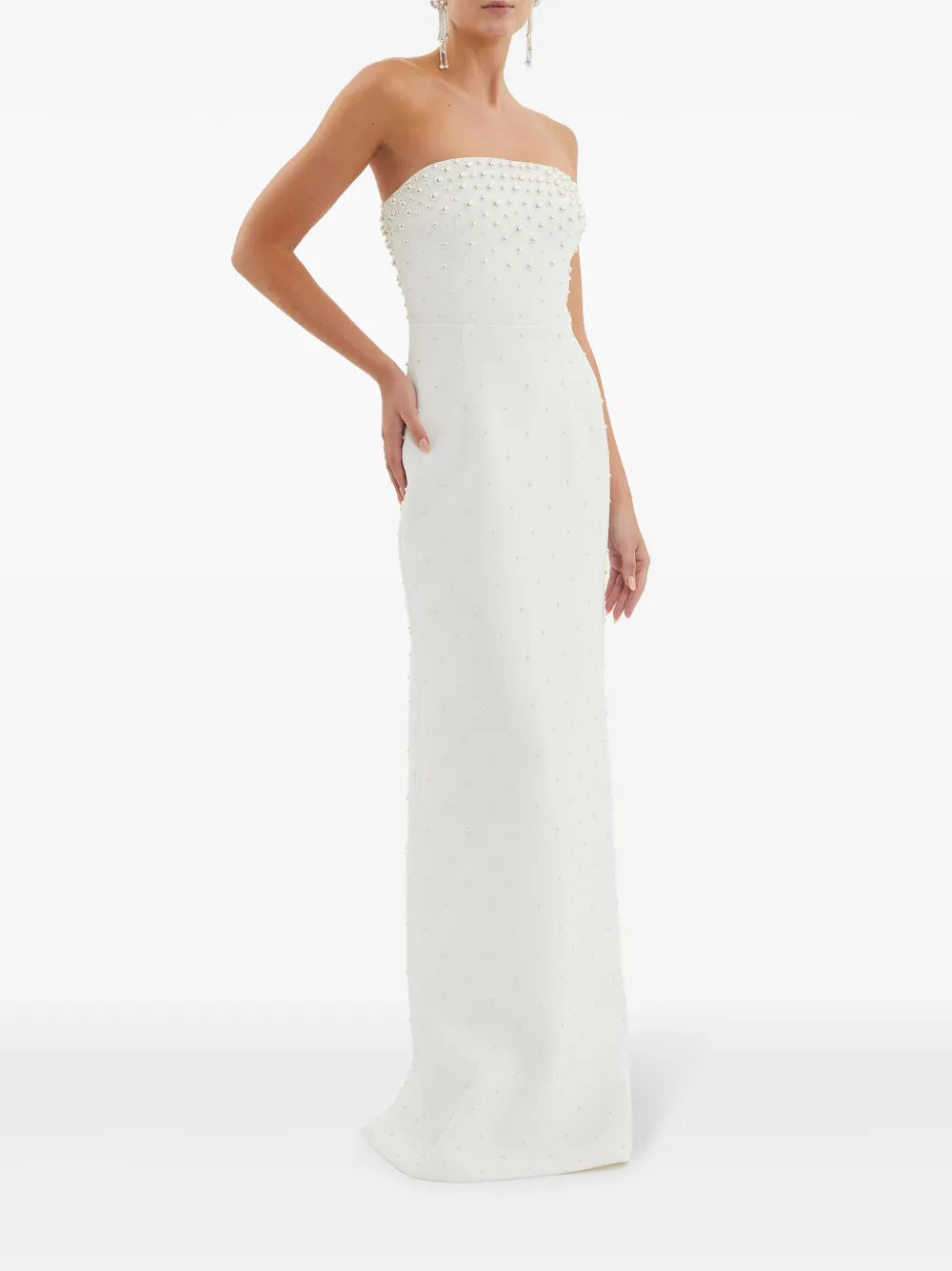 Tube-top White Pearl Maxi Dress