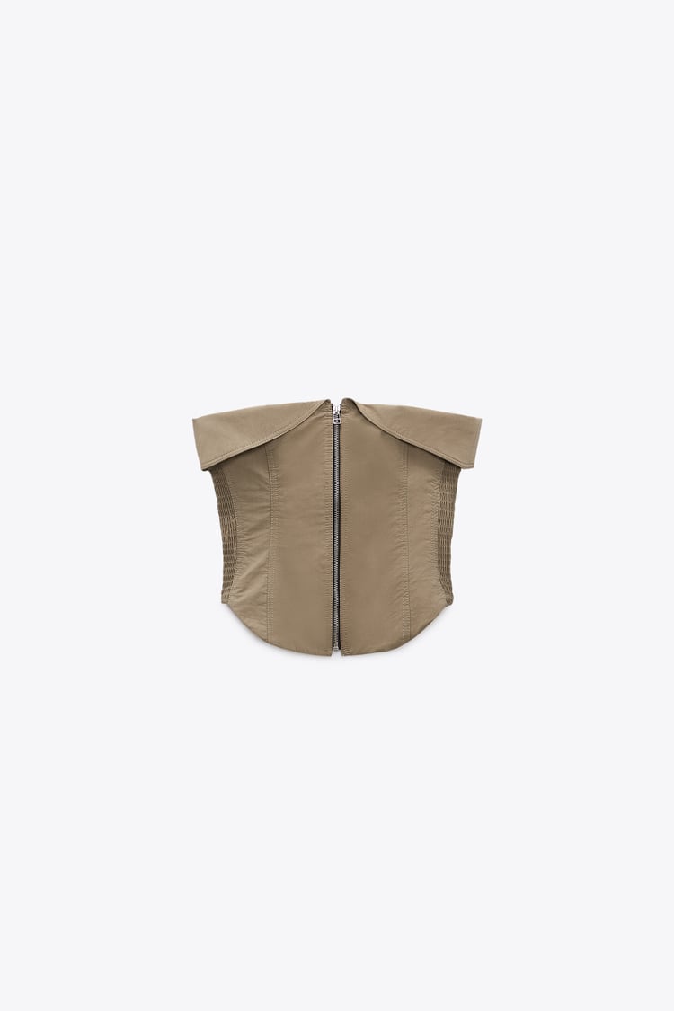 Zippered bustier and trousers in a set