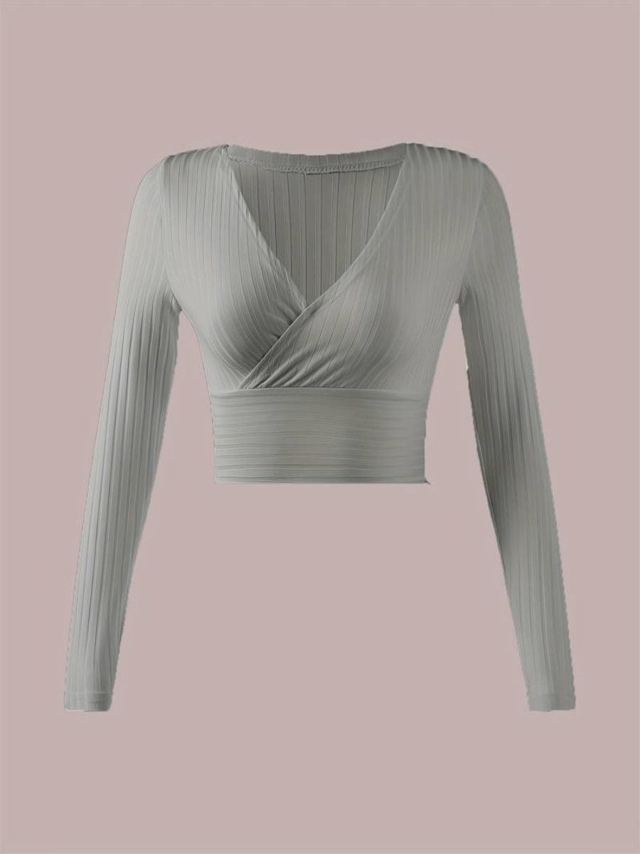 ribbed sleeves with a deep V-neck