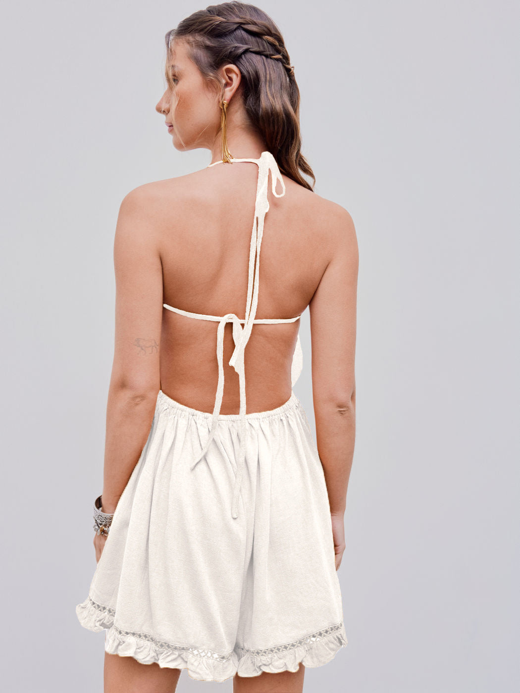 Elegant white dress with texture