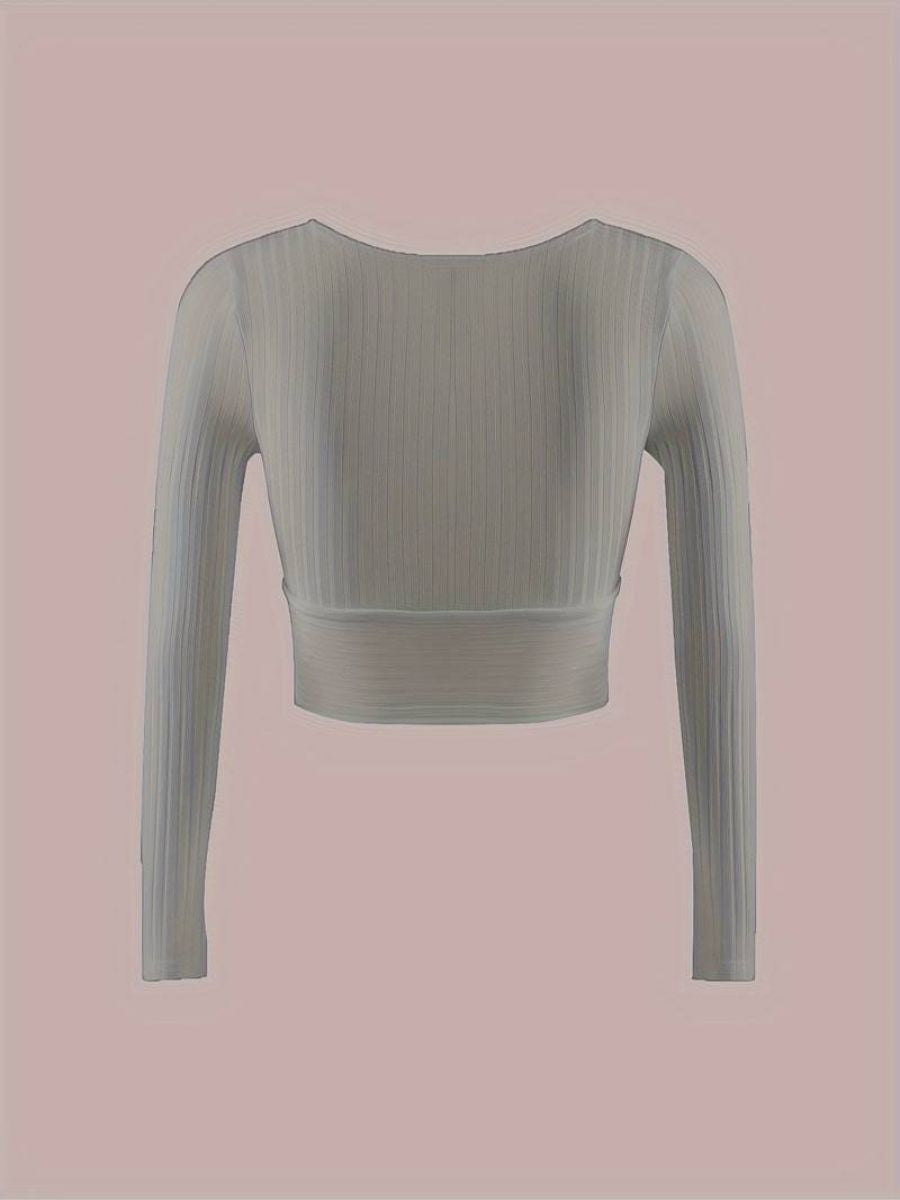 ribbed sleeves with a deep V-neck
