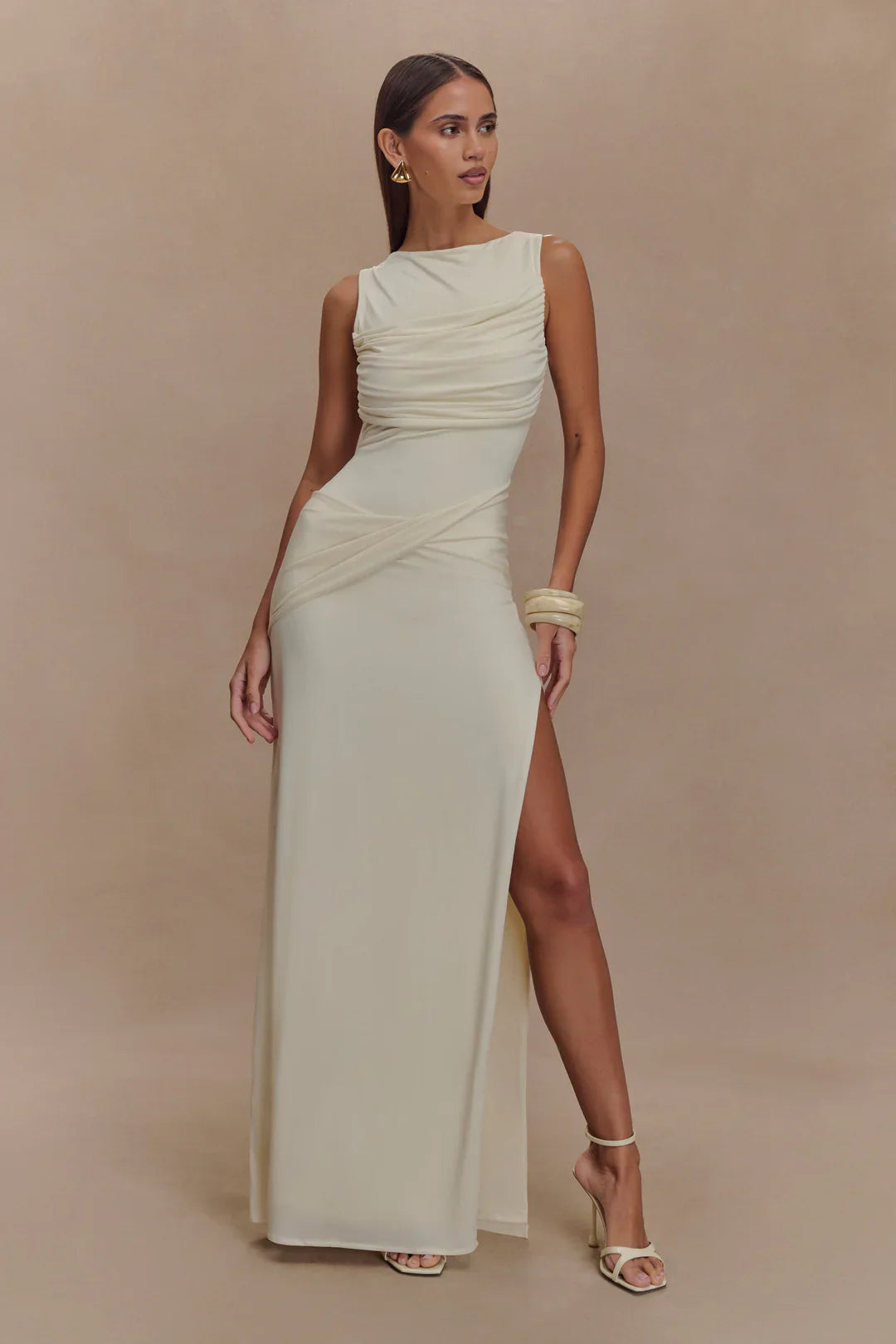 Backless Ruched Maxi Tank Dress