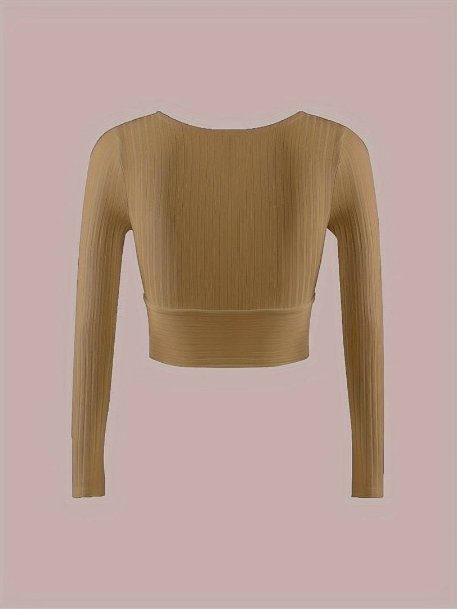 ribbed sleeves with a deep V-neck