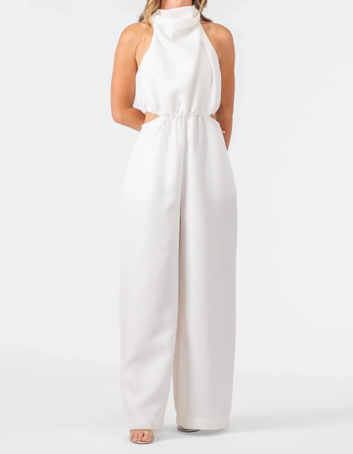 Halter Neck White Overalls