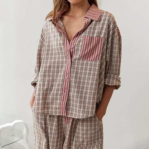Plaid Pijama Set With Buttoned Shirt