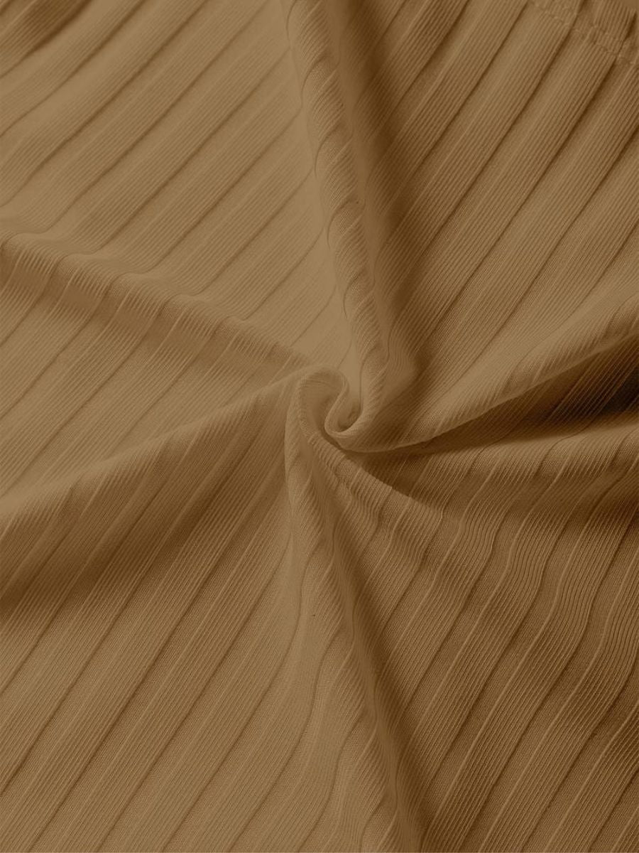 ribbed sleeves with a deep V-neck