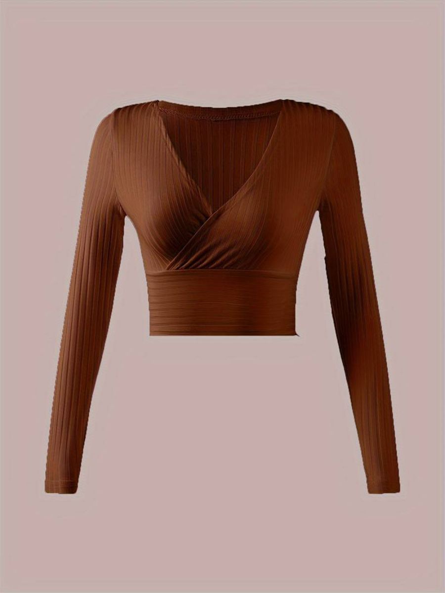 ribbed sleeves with a deep V-neck