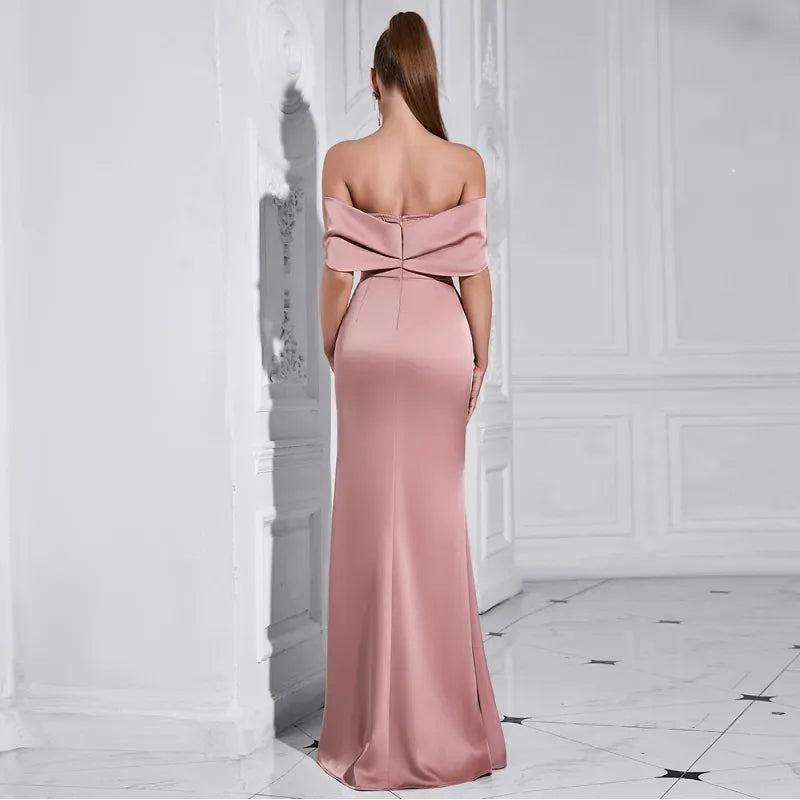 Off Shoulder Elegant Dress In Pink