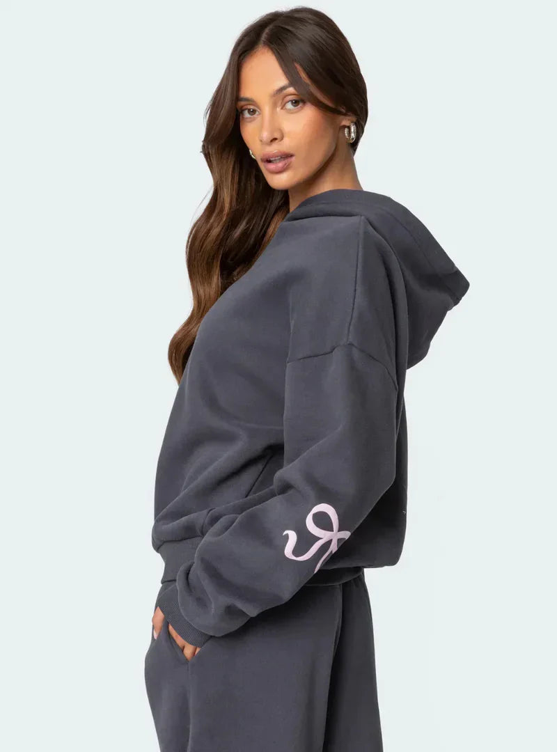 Cozy Tracksuit With Imprinted Bows