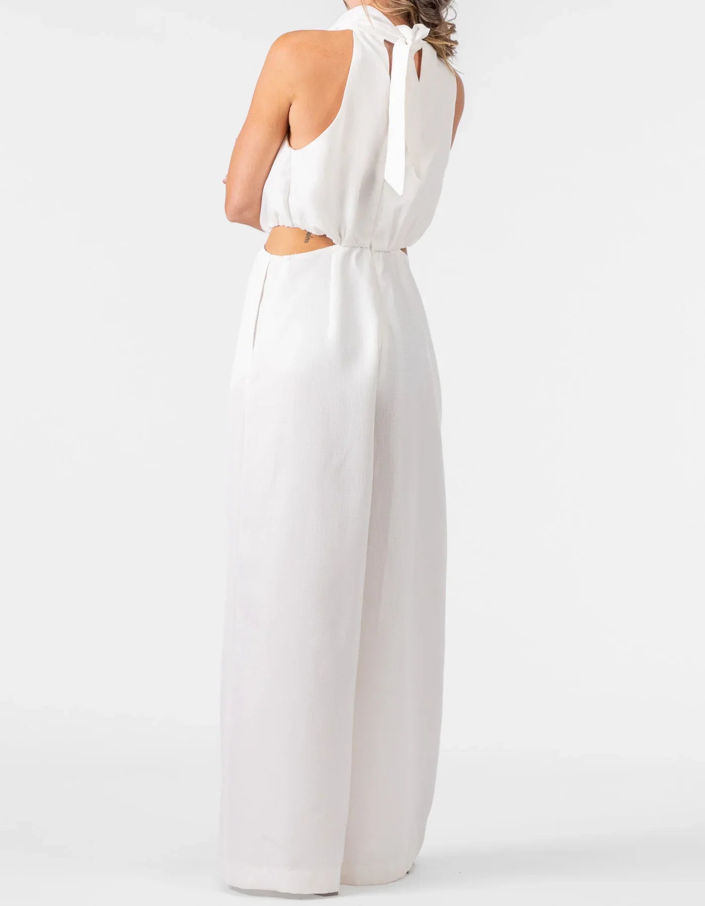 Halter Neck White Overalls