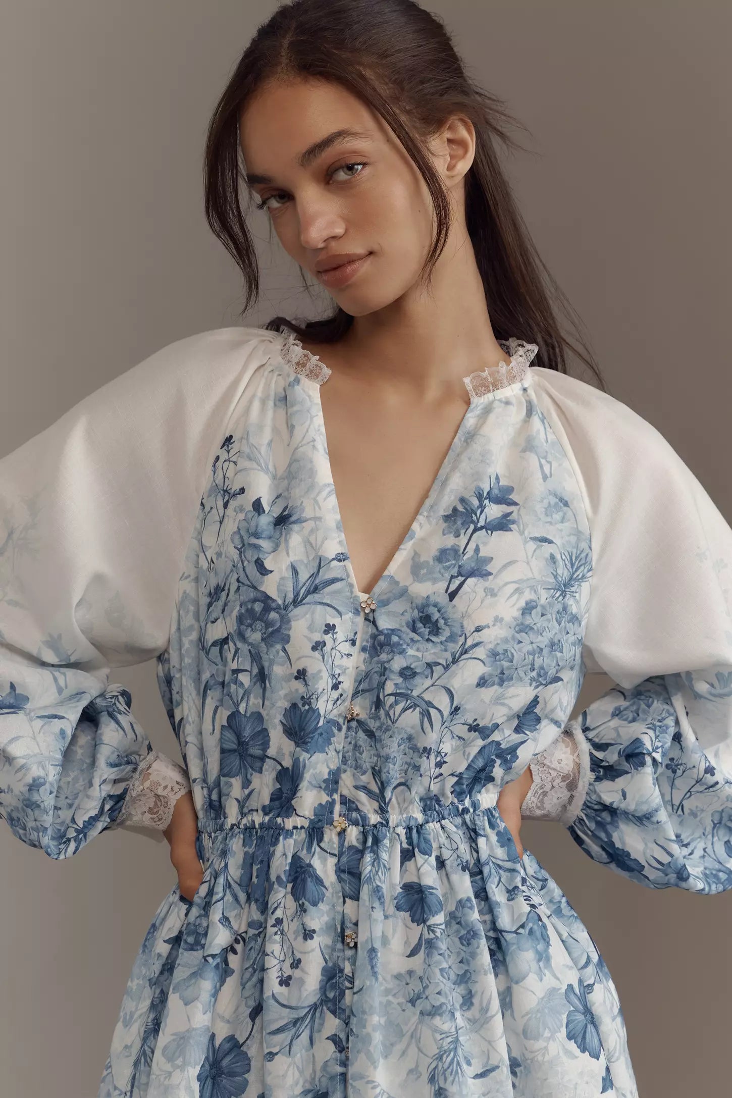 Floral Vintage V-Neck Mini Dress