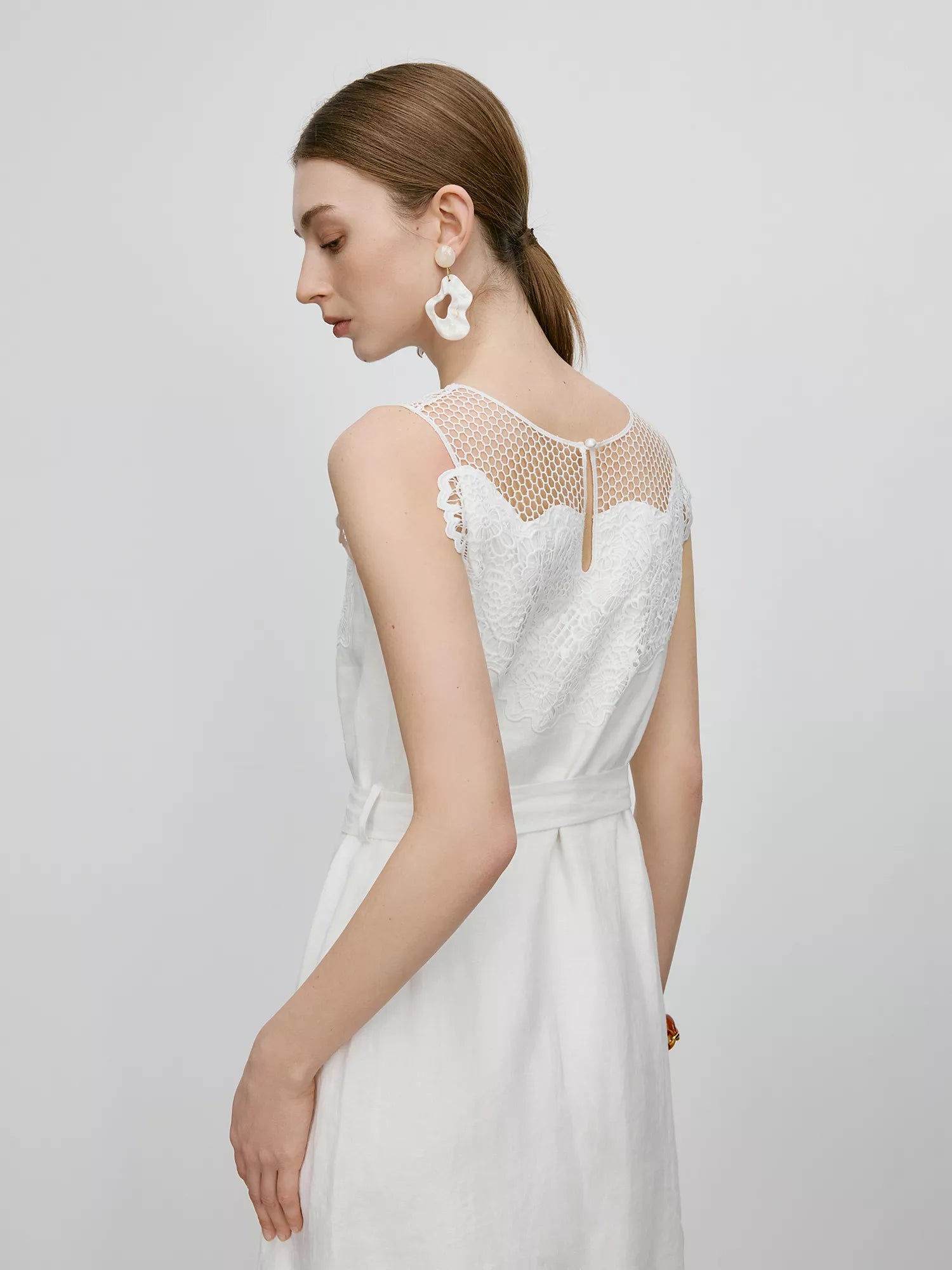 Summer Linen White Maxi Dress