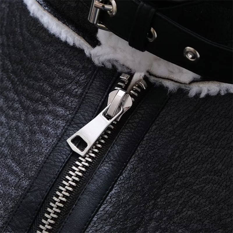 Black cardigan with fur for women