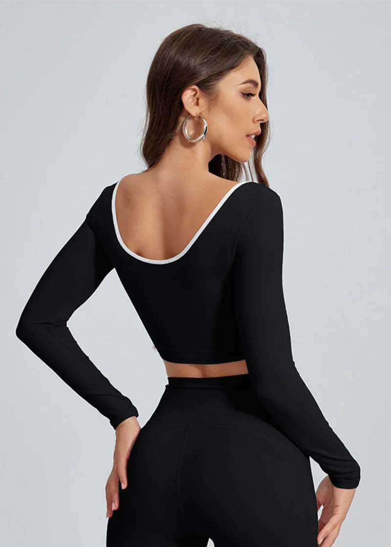 Long Sleeve Cropped T-Shirt With Ribbon