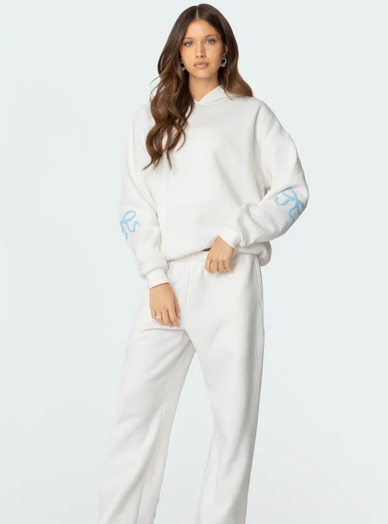 Cozy Tracksuit With Imprinted Bows