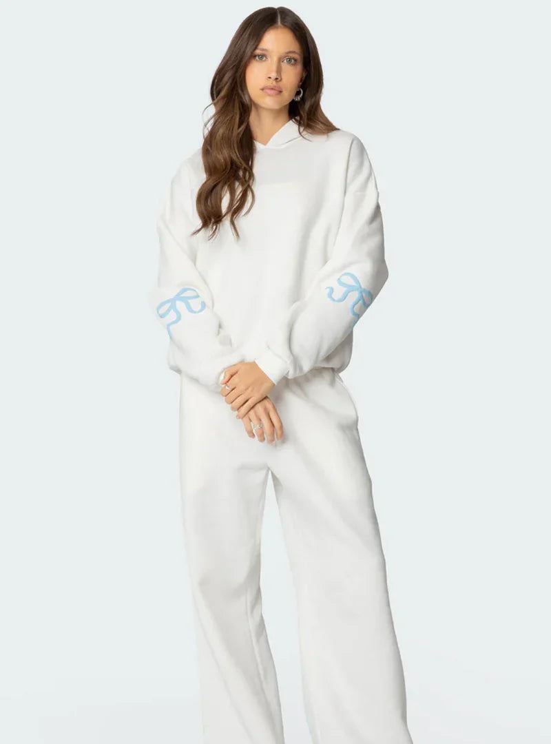 Cozy Tracksuit With Imprinted Bows