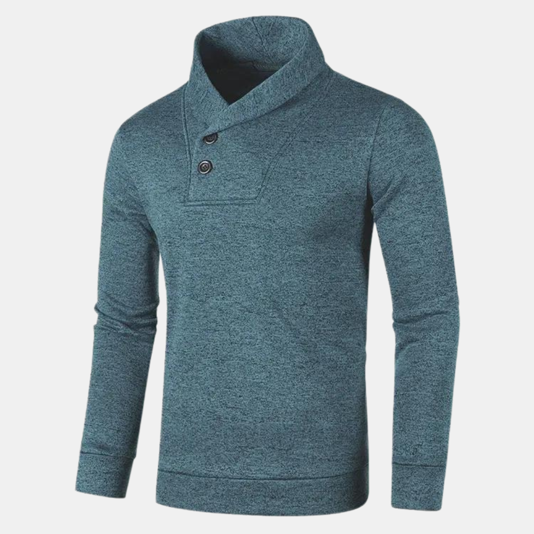 Casual sweater with half turtleneck
