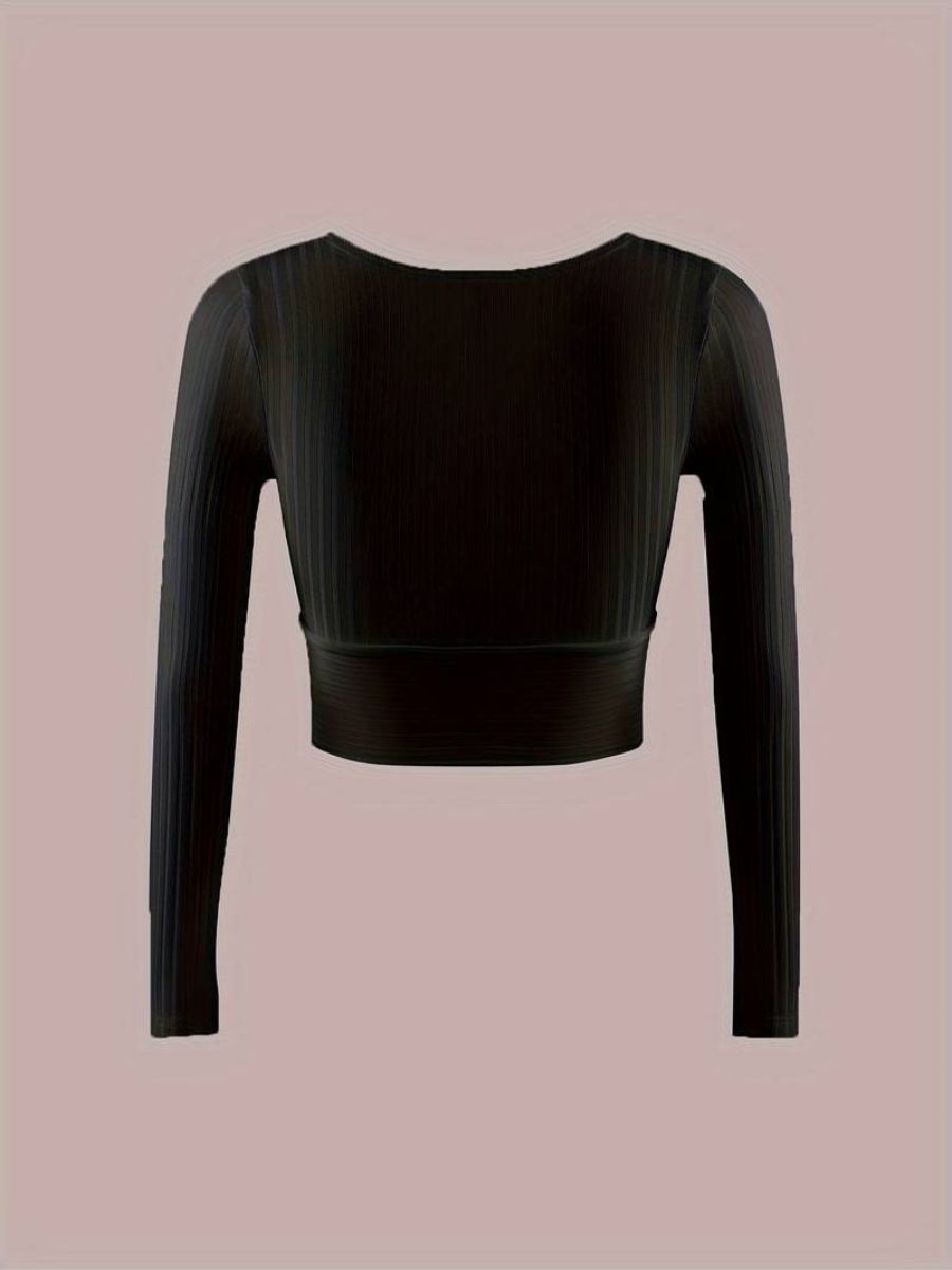 ribbed sleeves with a deep V-neck