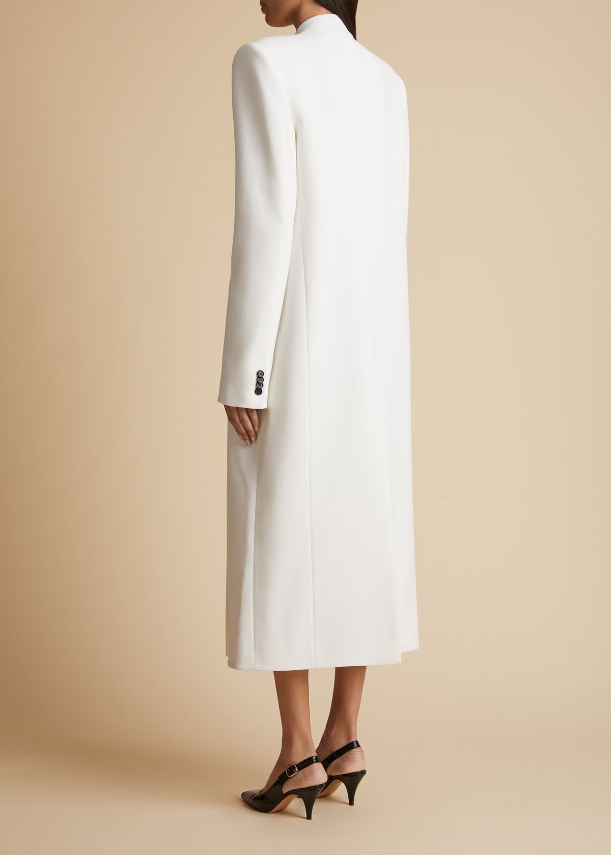 Oblique Cut White Coat
