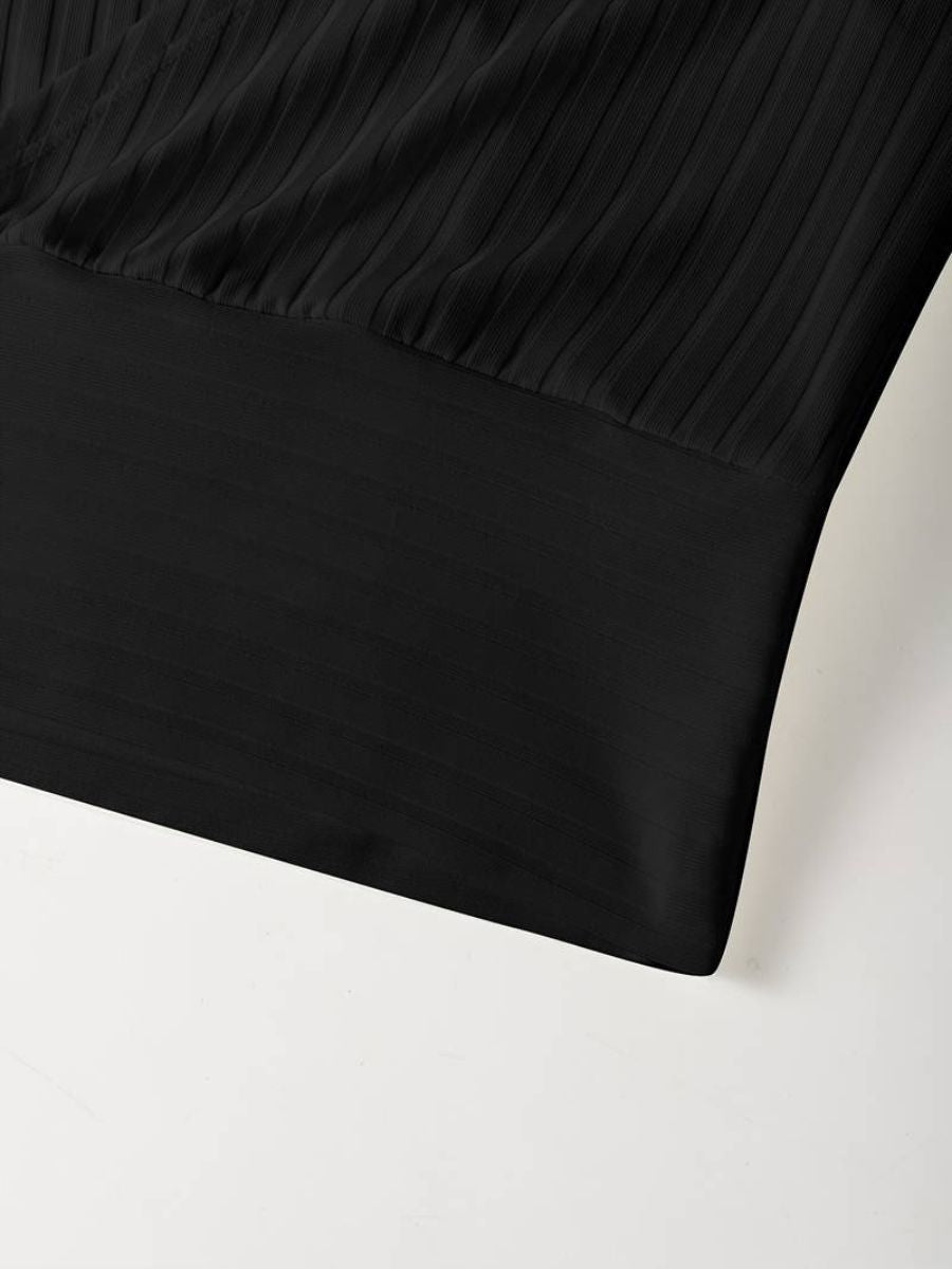 ribbed sleeves with a deep V-neck
