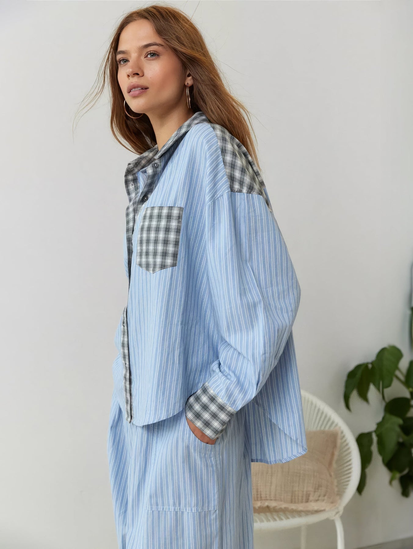 Plaid Pijama Set With Buttoned Shirt
