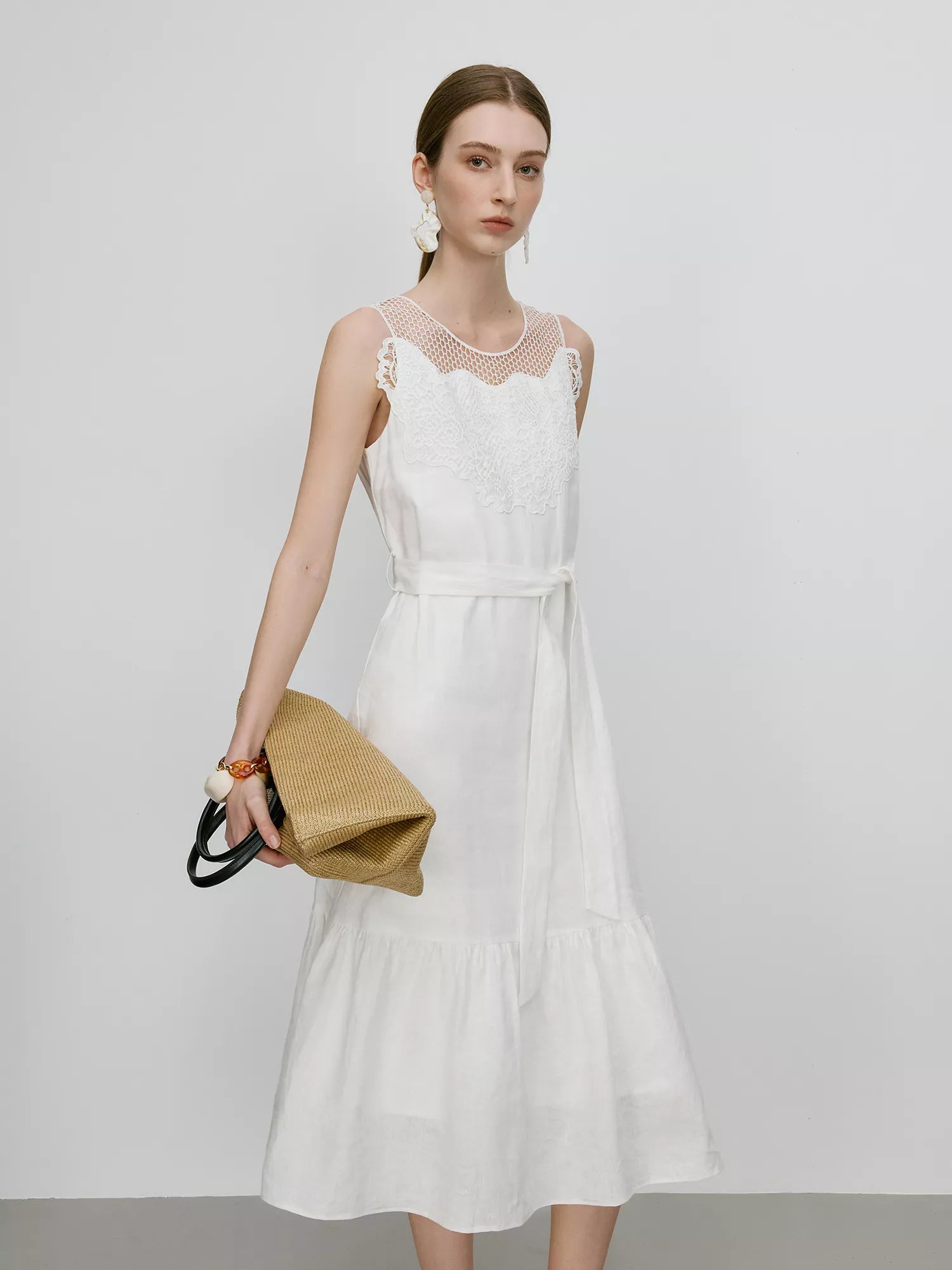 Summer Linen White Maxi Dress