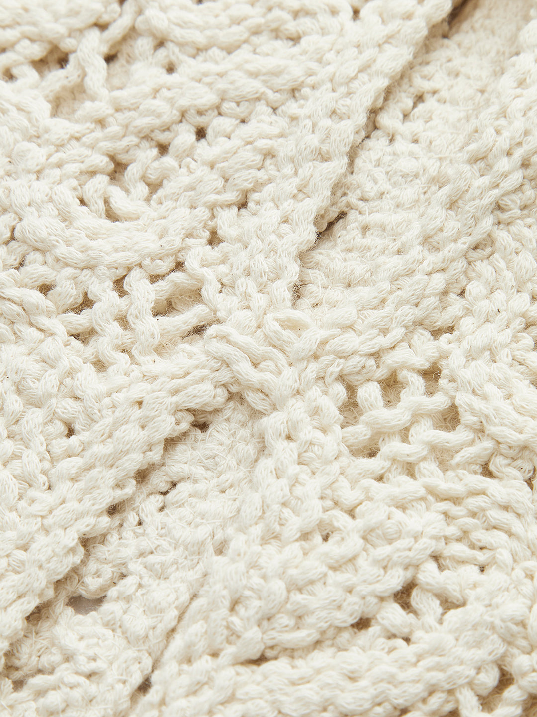 Floral Crocheted Soft Beige Top With Hole Pattern