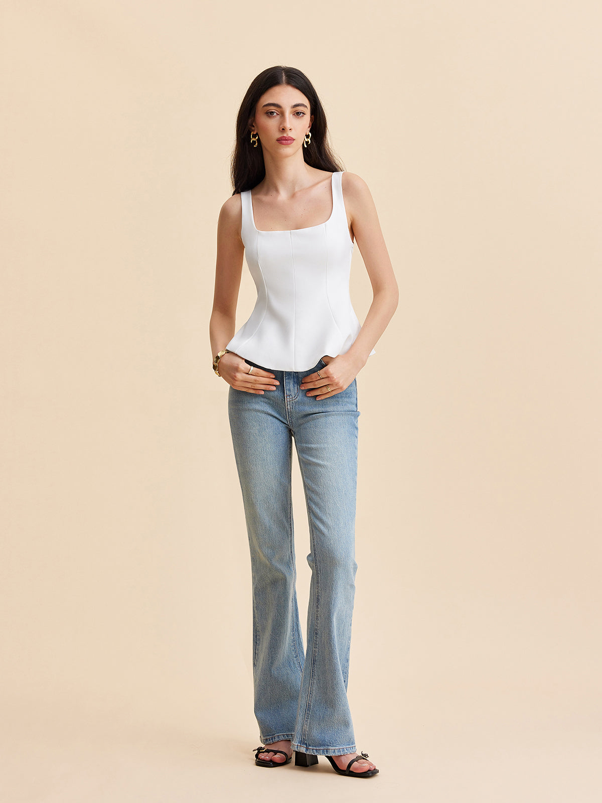 White Tank Top With Square Neckline