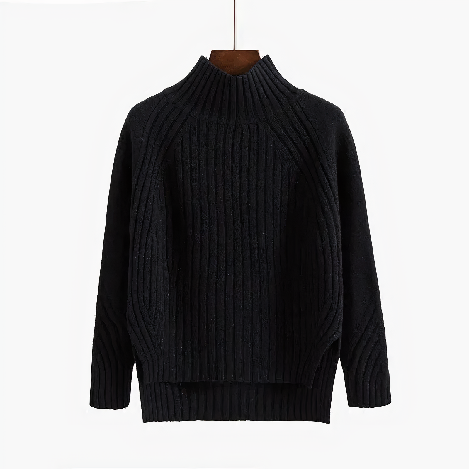Knitted sweater with round neck