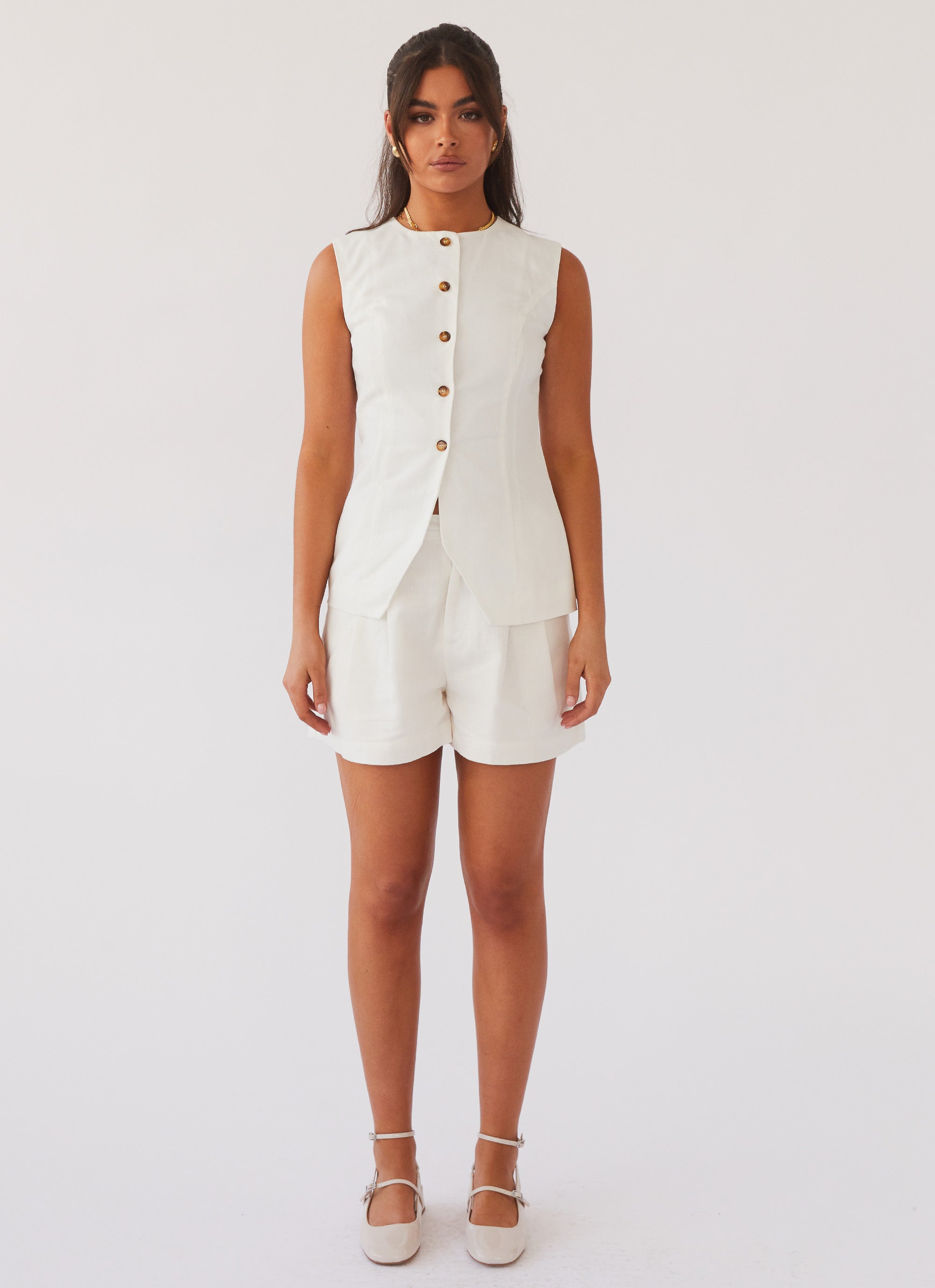 Elegant Linen Vest and Shorts