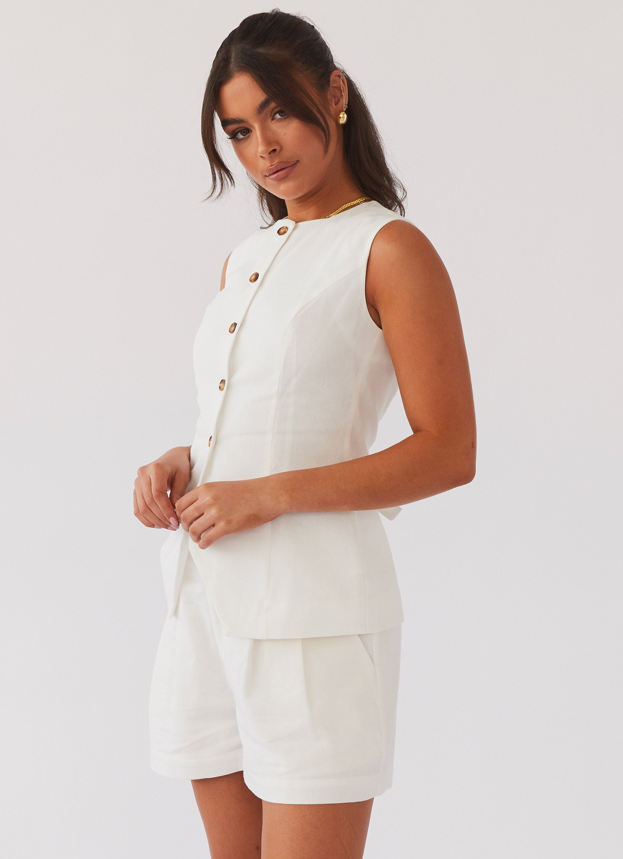 Elegant Linen Vest and Shorts