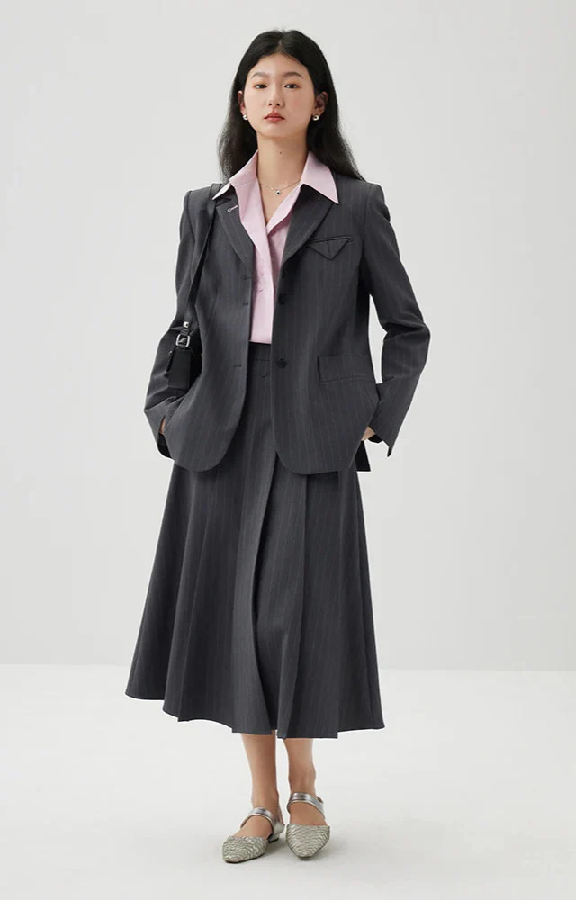 Striped Blazer and Skirt Suit