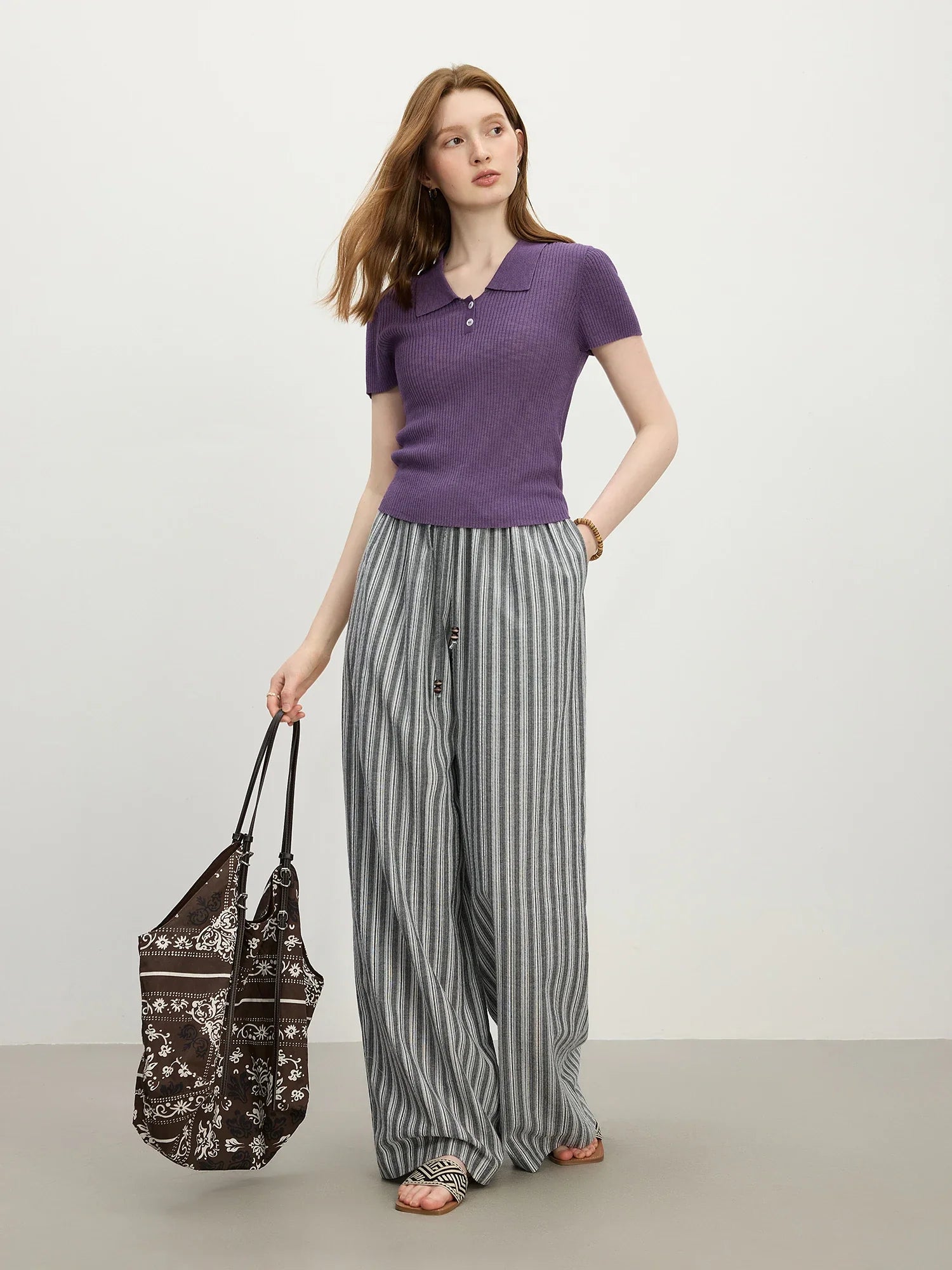 High Waist Loose Drape Straight Pants