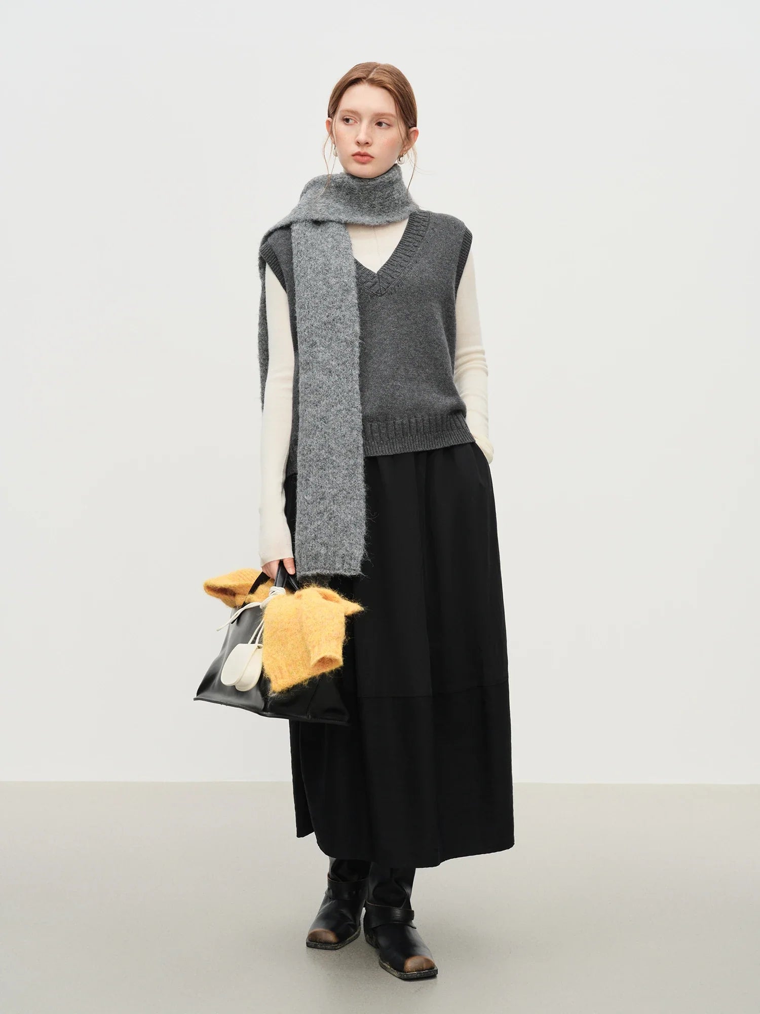 Sleeveless V-neck Wool Vest