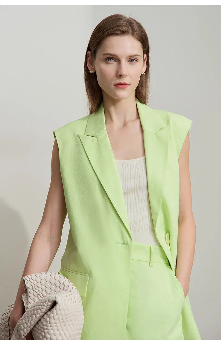 Cotton Linen Loose Vest and Shorts Set