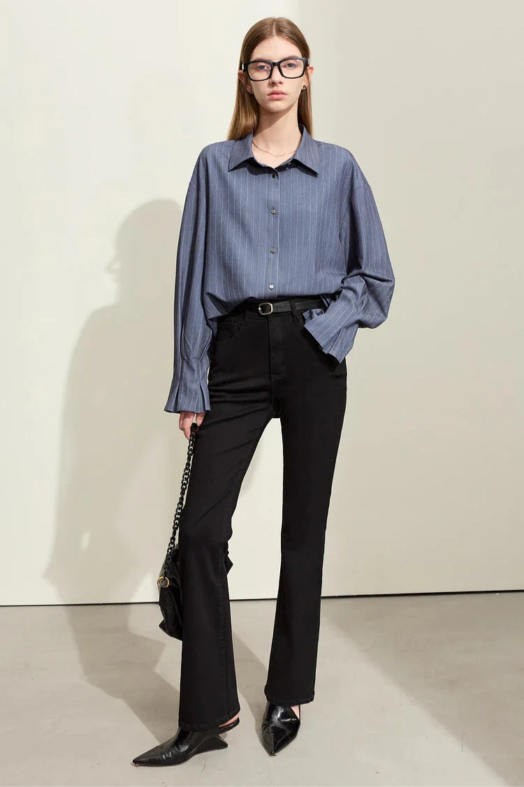 Loose Long Sleeve Striped Shirt