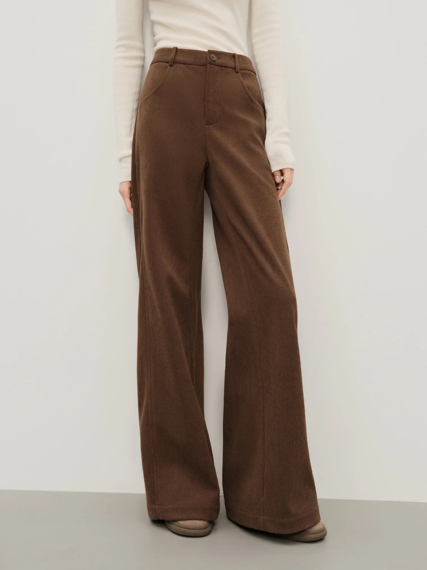 Casual Herringbone Fabric Pants