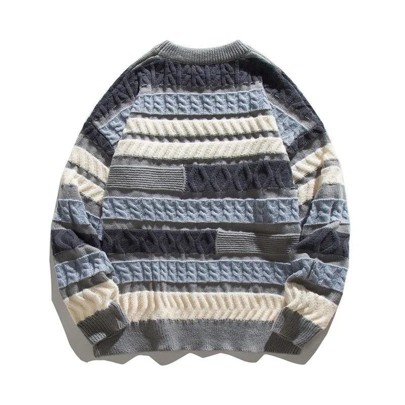 Contrasting brocade sweater with patchwork