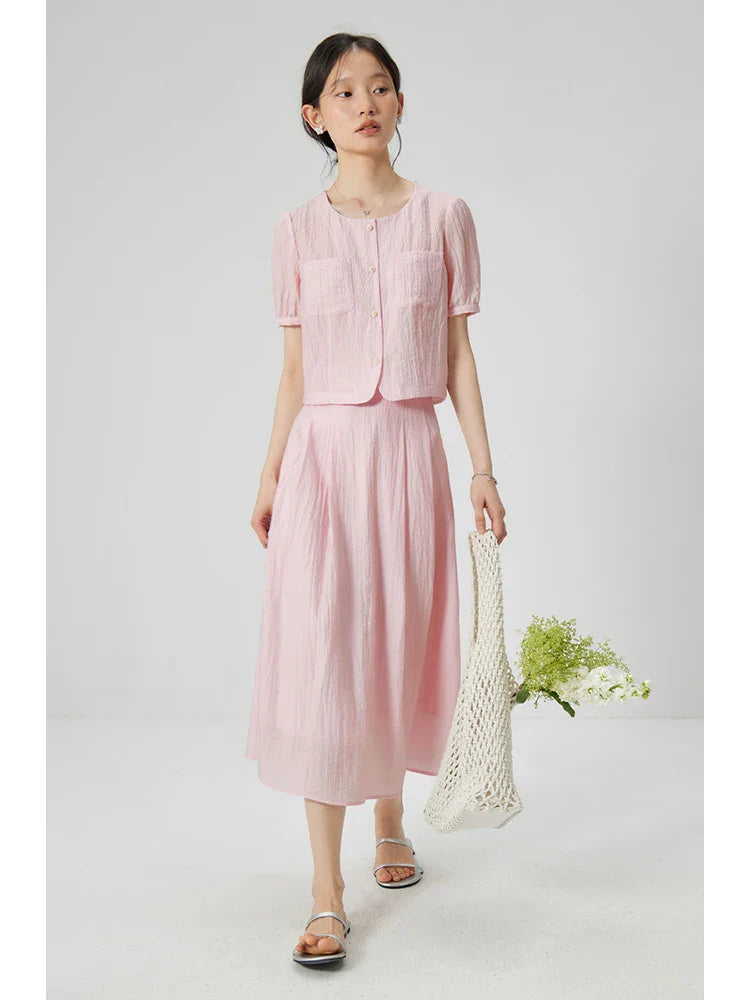 Casual Soft Loose Top and Skirt Set