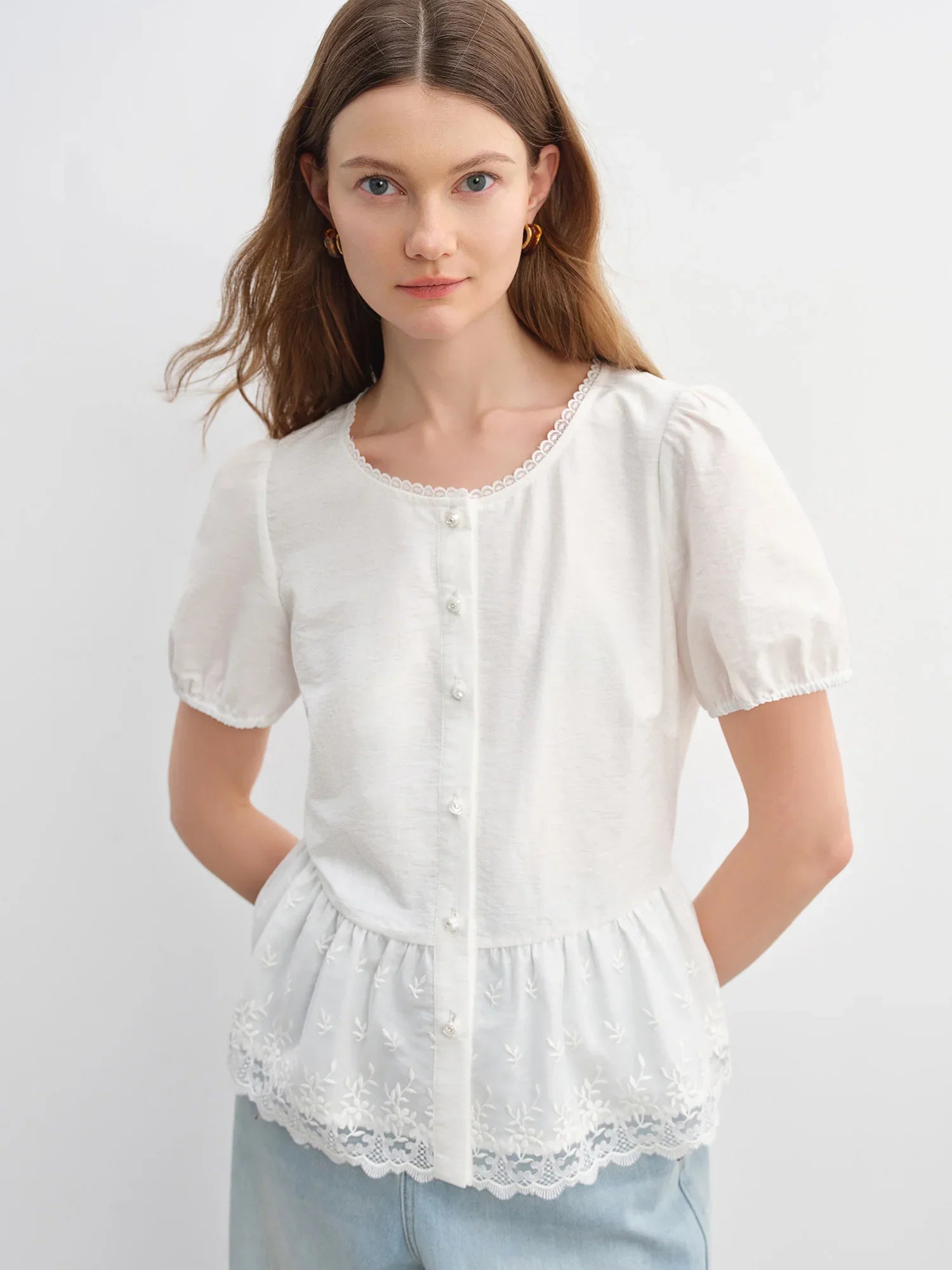 Textured White Blouse