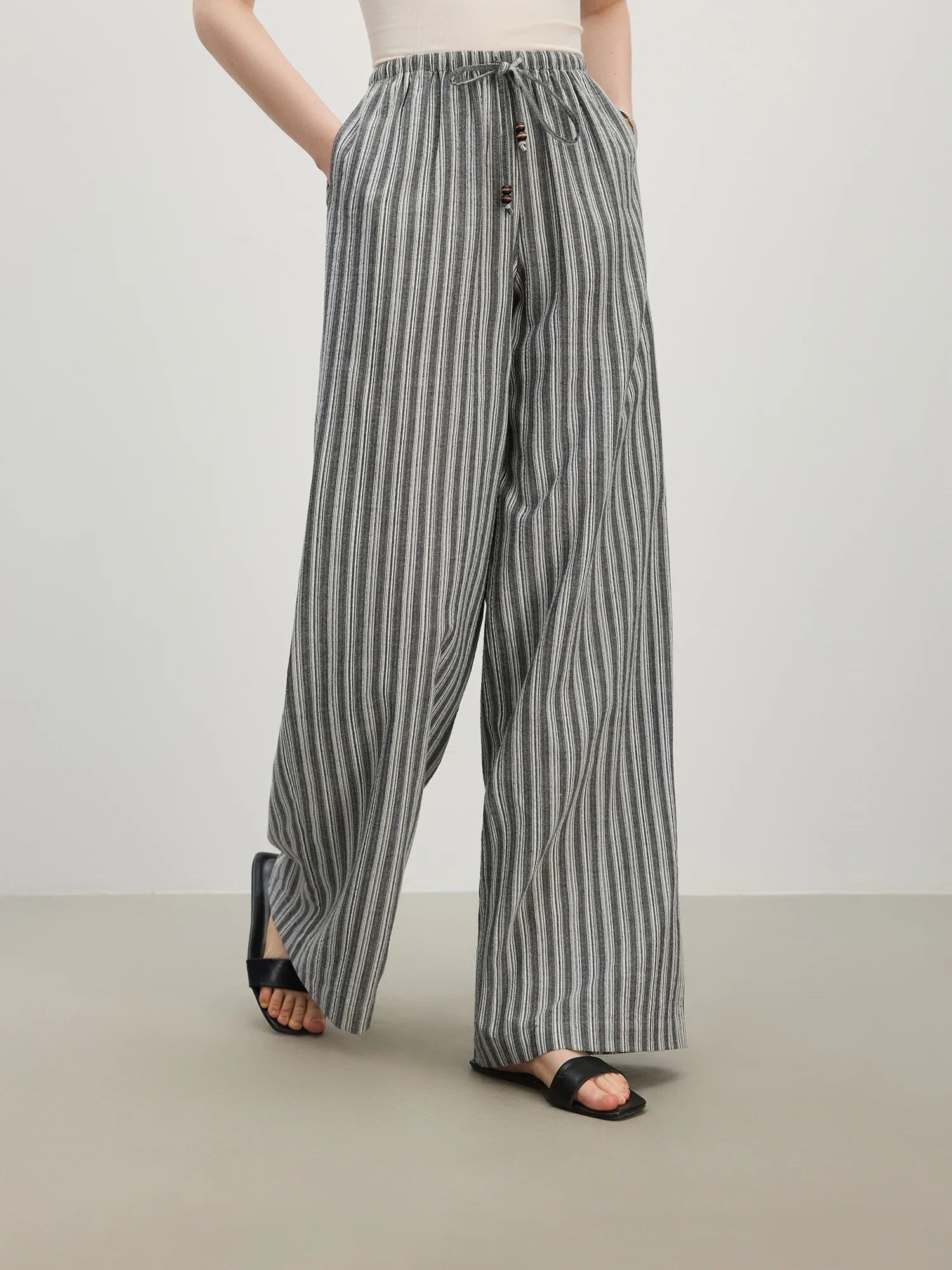High Waist Loose Drape Straight Pants