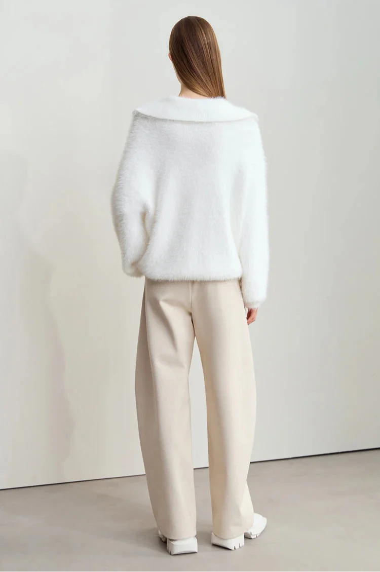Turtleneck Zipper Mink Sweater